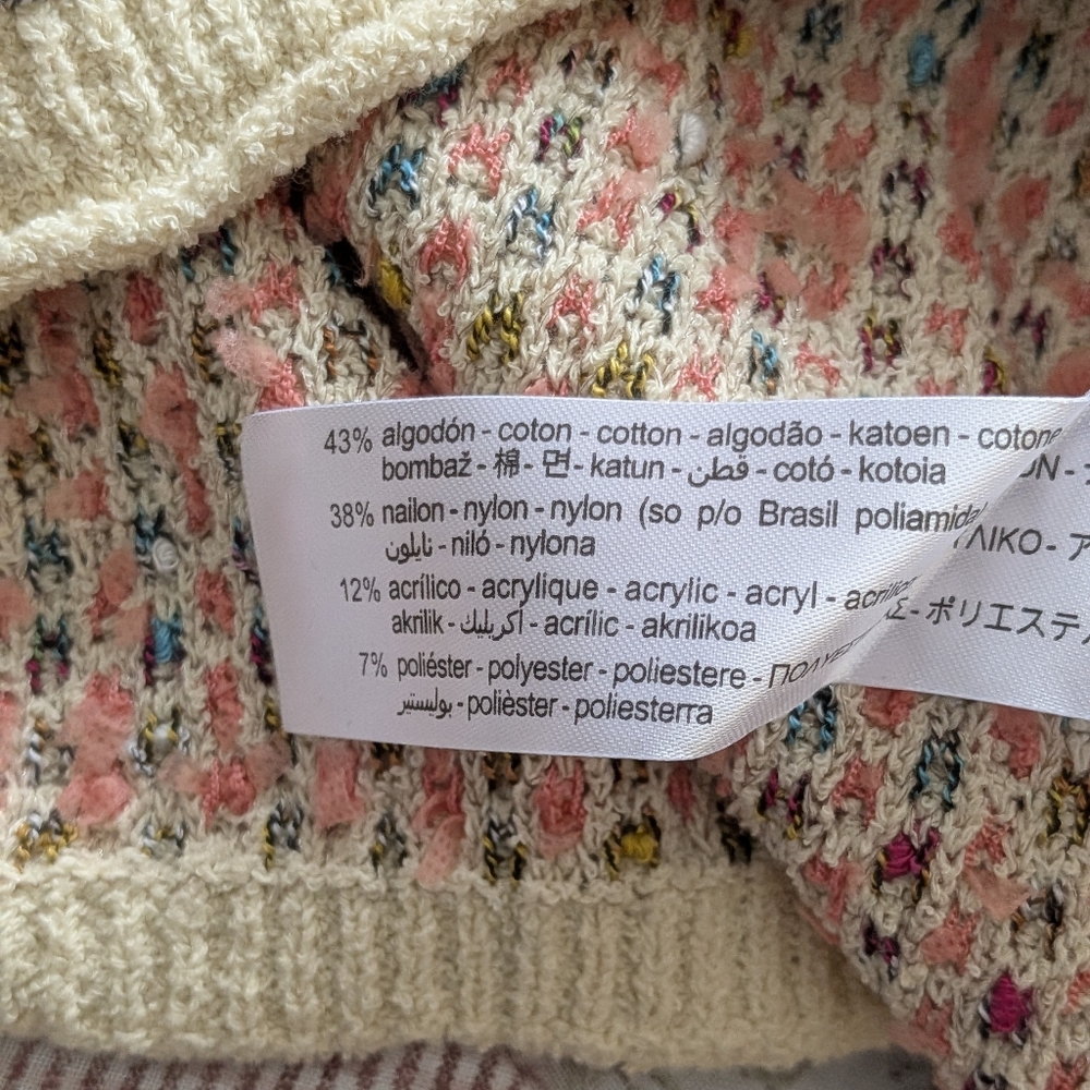 NWT Zara Women's Pink Tweed Cardigan S Cropped Rhinestone Button Business Casual - Picture 7 of 7